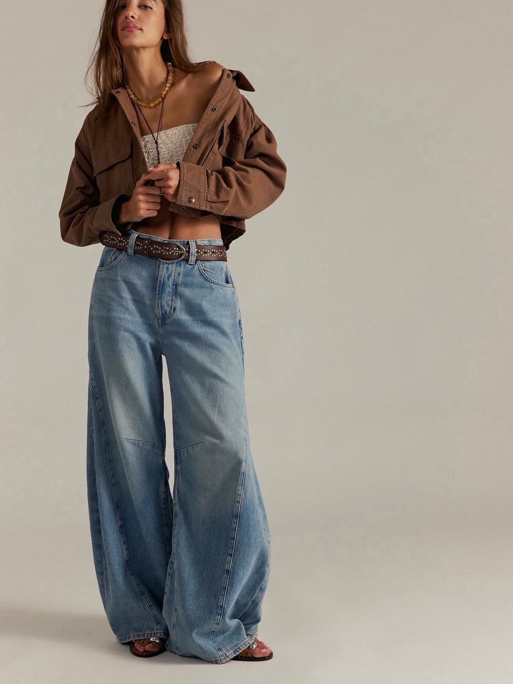 Free People Vintage Light Blue Wide-Leg Jeans
